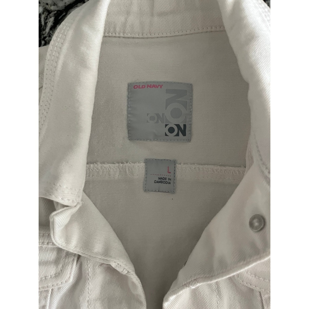 Old Navy Kids White Denim Trucker Jacket Girls Size L‎ 10-12 Button Up Jean Coat - Picture 5 of 5